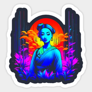 Geisha Girl in Bamboo Forest Sticker